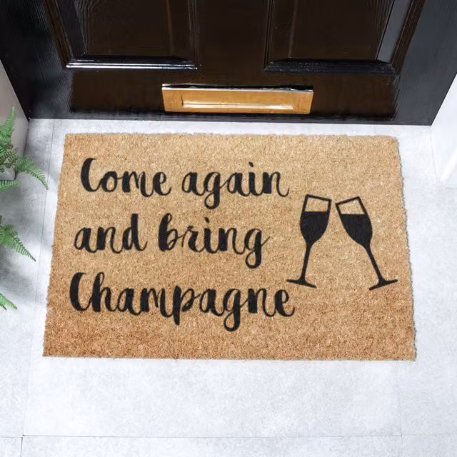 Artsy Mats Bring Champagne Doormat in Brown with Coir and Non-Slip Rubber Base