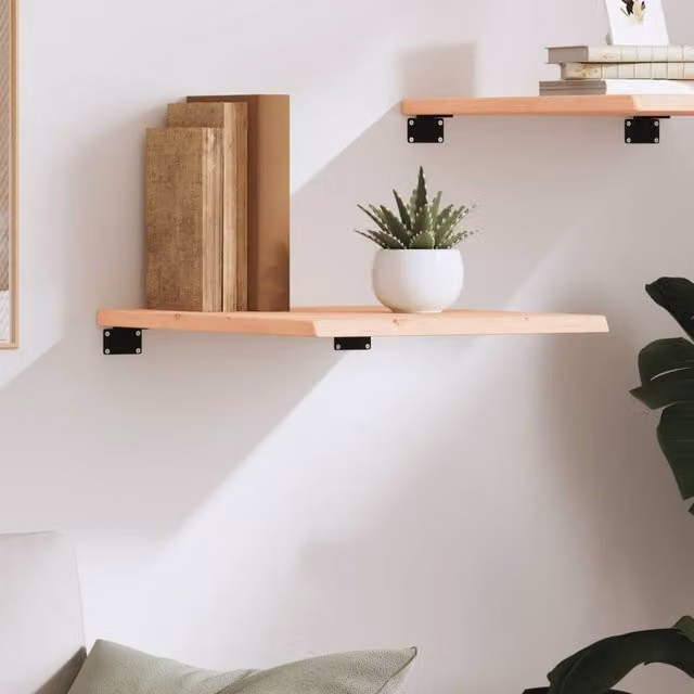 Berkfield Home Wall Mounted Rustic Oak Shelf in Natural, W: 60 cm, H: 40 cm, D: 2 cm
