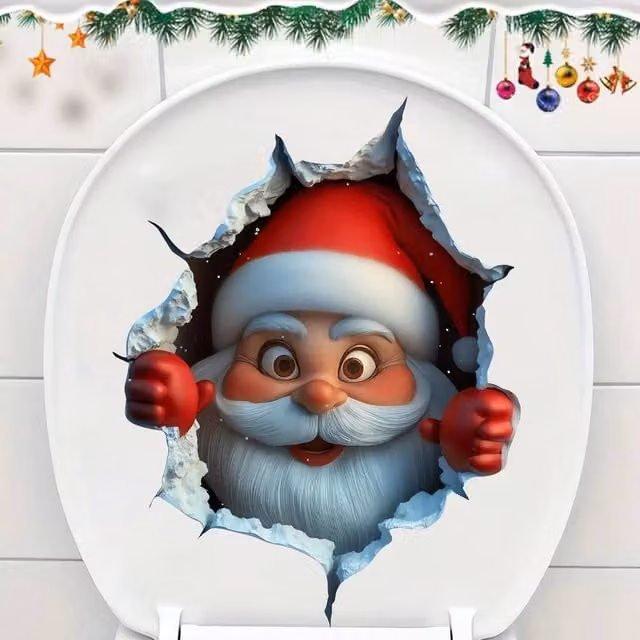 SPETLEK 3D Look Wall-Breaking Santa Claus Christmas Adhesive Sticker, Multicolour, 0.6m2 – 1