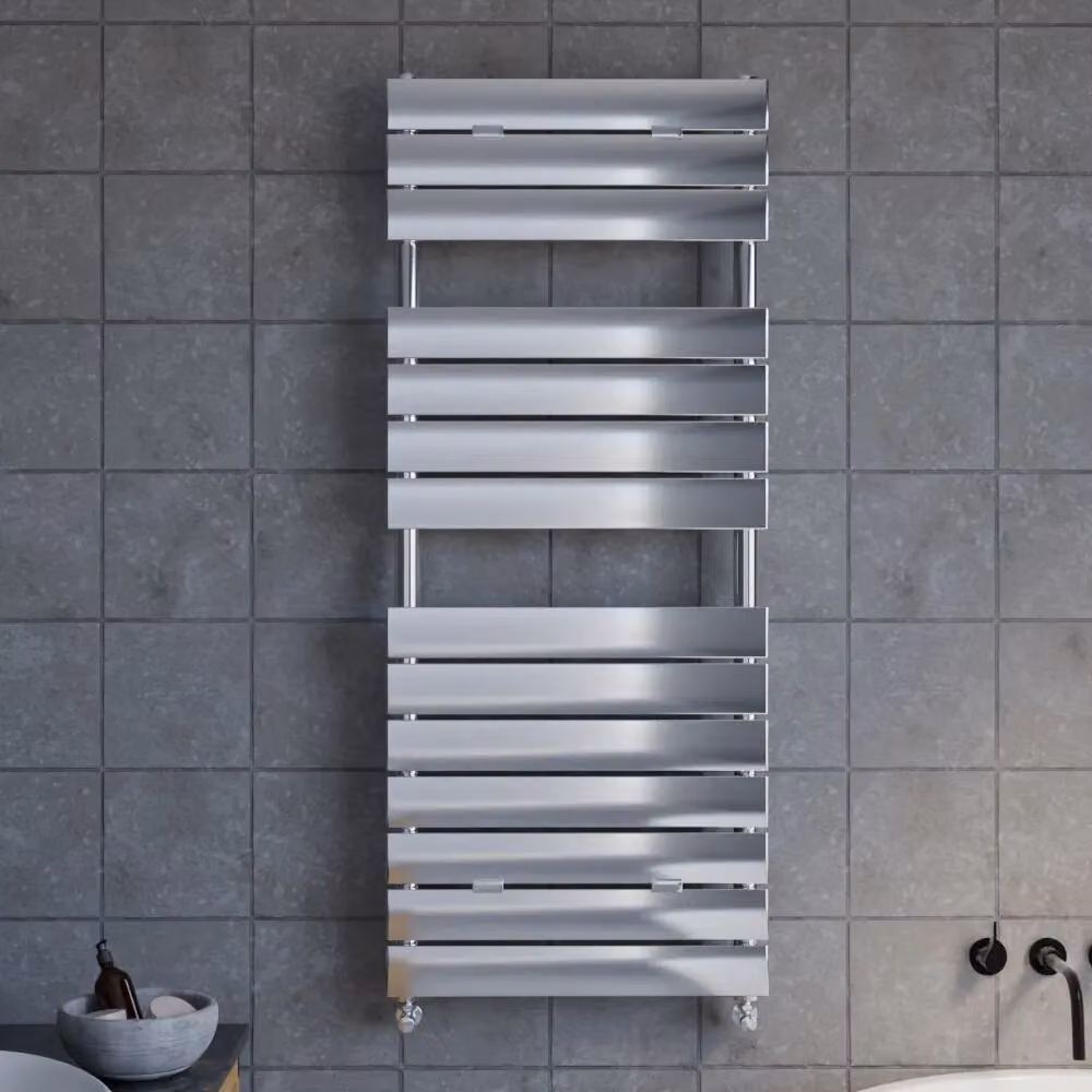 Balterley Contemporary 14 Flat Panel Heated Towel Rail in Silver, H 121.3 cm x W 50 cm – 2