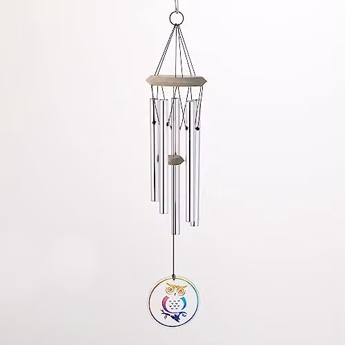 Woodstock Chimes Habitats Silver Glass Owl Wind Chime