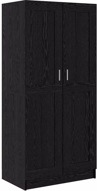 Berkfield Home Modern Black Oak Wardrobe with Integrated Drawers and Hinged Doors