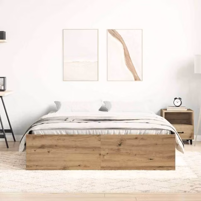 Berkfield Home Artisan Oak Bed Frame in Brown with Drawers, W/D/H: 140 x 190 x 35 cm – 1