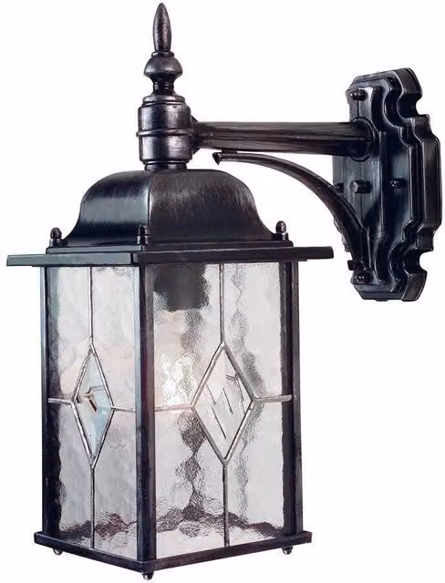 Netlighting Wexford Black and Silver Outdoor Wall Lantern Light with IP43 Rating and E27 Socket – 1