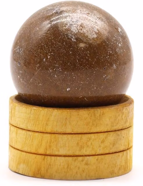 KDMD Ocean Agate Brown Gemstone Sphere with Stand for Meditation and Display, Diameter: 4 cm