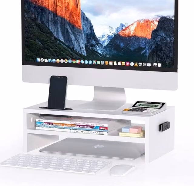 EONLION White Wood Monitor Stand Riser