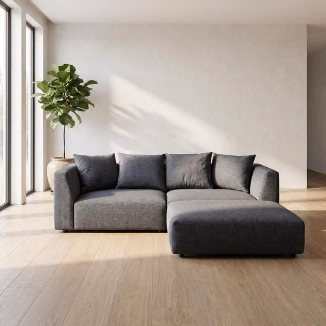 Abakus Direct Tokyo Reversible L-Shape Corner Sofa in Anthracite Grey Fabric with Scatter Cushions