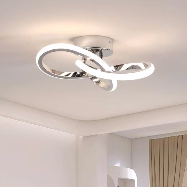 Goeco Modern LED Flower Shape Ceiling Light in Silver, 4500K