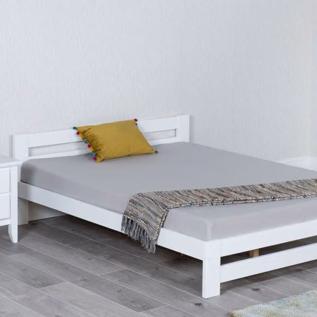 CaptainsTM Xiamen Bed Frame in White and Grey Solid Pine Wood and MDF, 90 x 190 cm