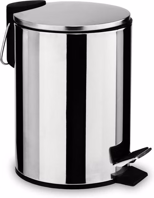 Orsina 3 Litre Stainless Steel Pedal Bin with Soft Close Lid and Removable Inner Bucket, Silver or Black, H: 24.0 cm, W: 17.0 cm, D: 17.0 cm