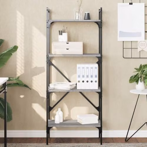 vidaXL 4-Tier Industrial Bookcase in Grey, W: 56 cm, D: 31.5 cm, H: 138.5 cm – 2