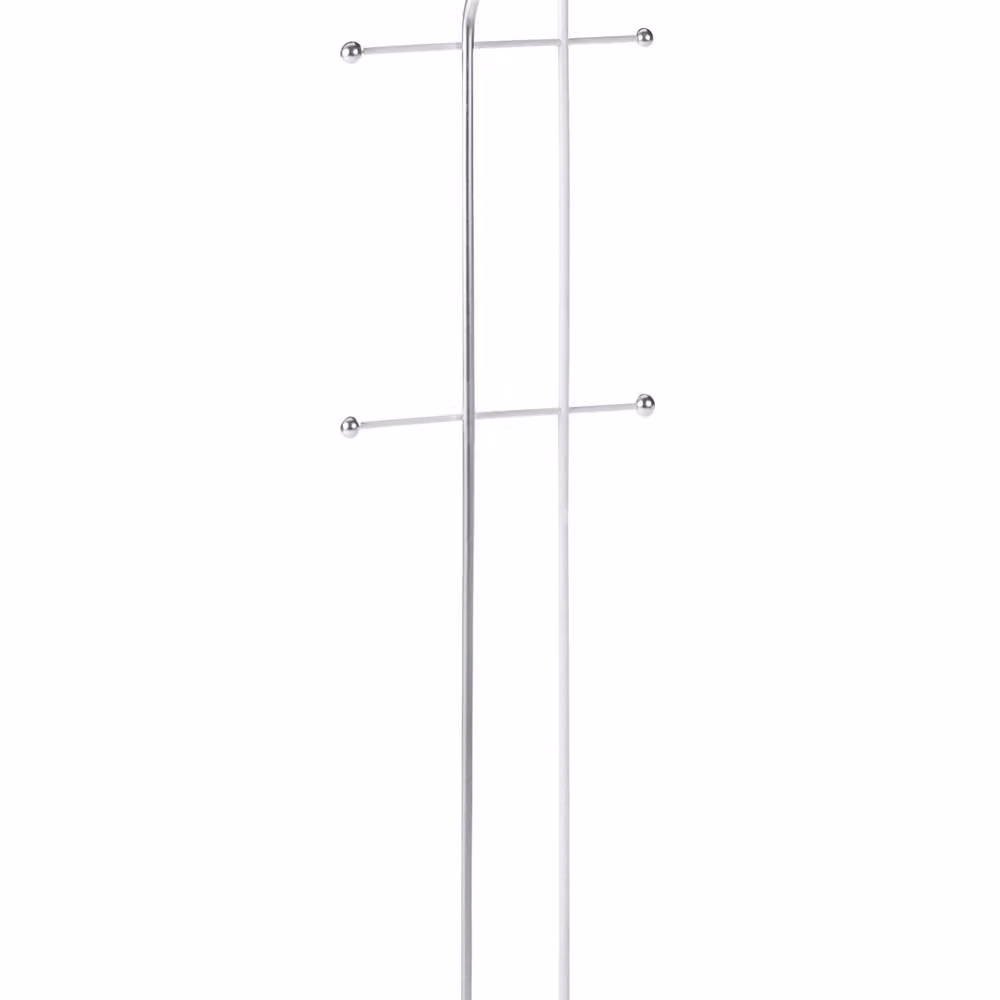 Wyld and Coco Silver Two-Pole Freestanding Coat Rack with 6 Hooks, Height: 162 cm – 2