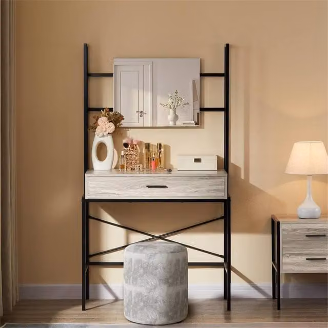 SPETLEK Grey Industrial Wooden Dressing Table Vanity W/D/H: 100 x 60 x 150 cm – 1