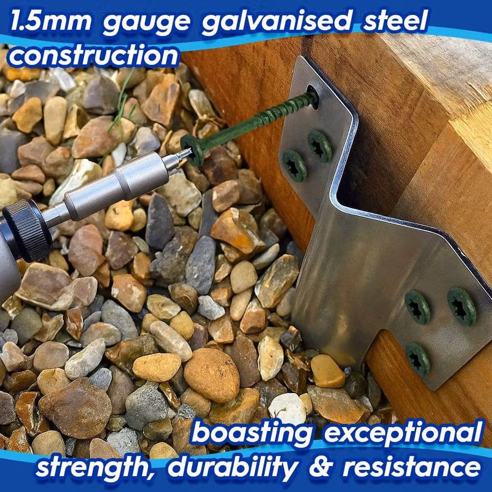Harbour Housewares Galvanised Steel Railway Sleeper Brackets with Fixings, Silver, 40cm, Pack of 20 – 4