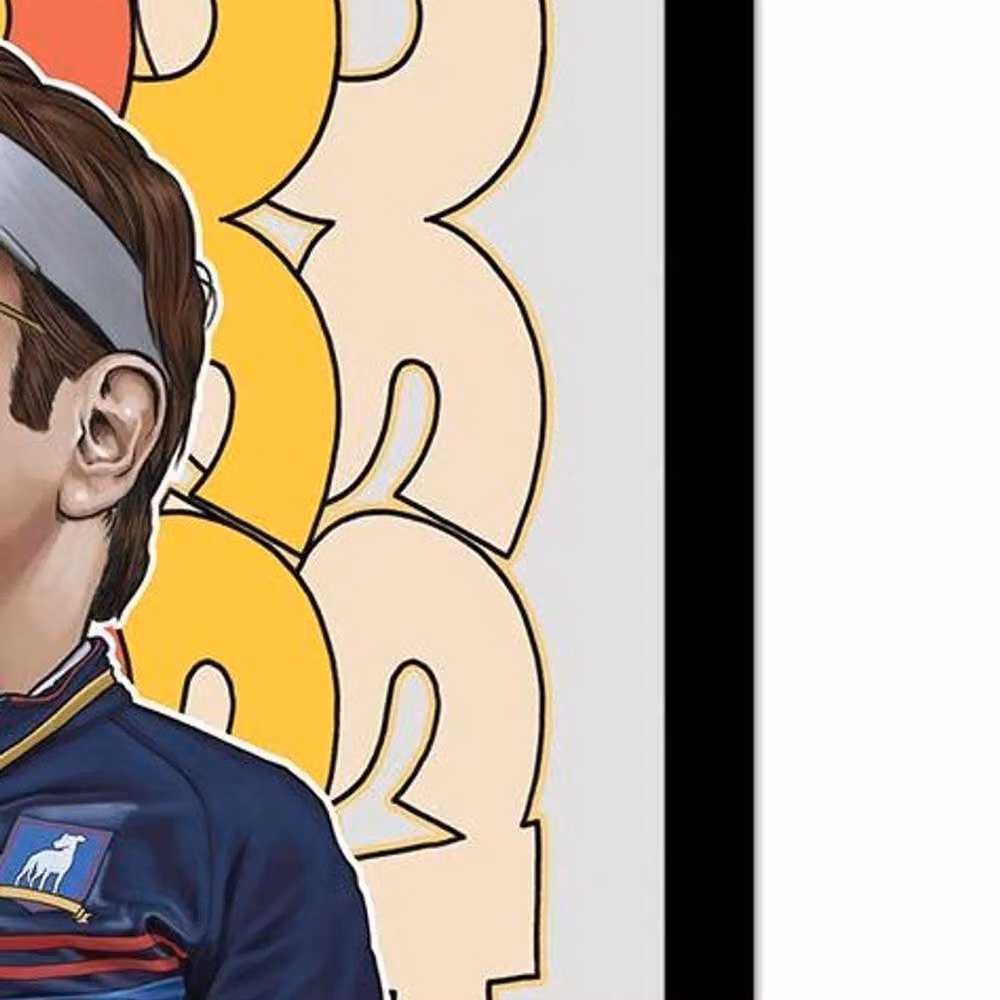 Ted Lasso Bobble Head Framed Portrait Poster in Blue and Multicolour – 2