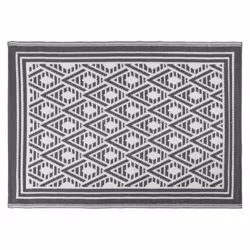 JVL Geometric Pattern Reversible Outdoor Rug in Black, W/D: 120 x 170 cm