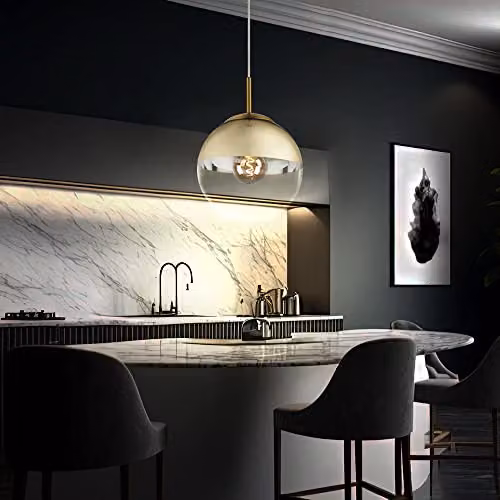 Globo Lighting Design Sphere Glass Pendant Lamp, Gold and Transparent – 4
