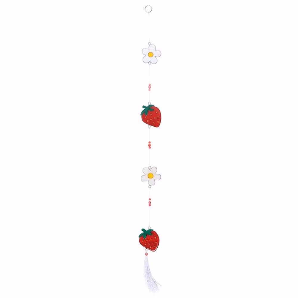 Uniqueful Daisy and Strawberry String Suncatchers in White and Multicolour, Length: 80 cm – 2