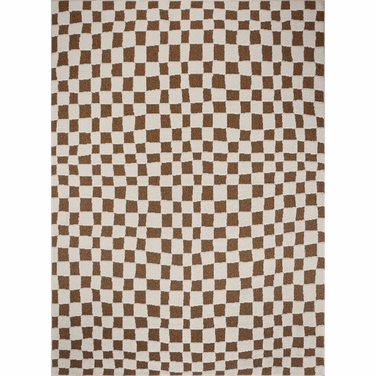 Livabliss Freud Modern Checkerboard High Pile Living and Dining Room Rug in Black and Brown, W: 140 cm, L: 200 cm – 2