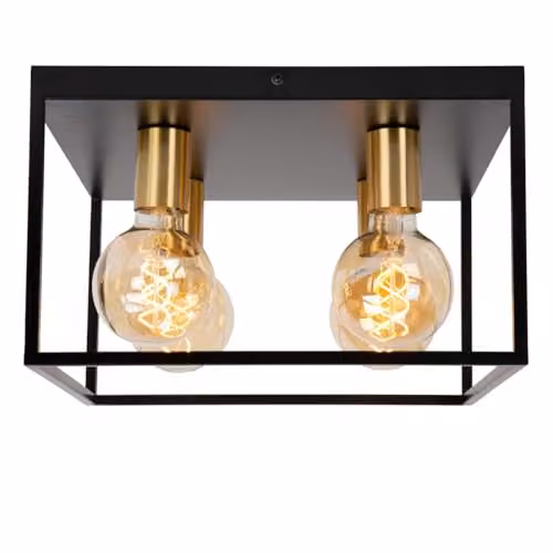 Lucide Ruben Black Metal Flush Ceiling Light with 4 x E27 Sockets – 3