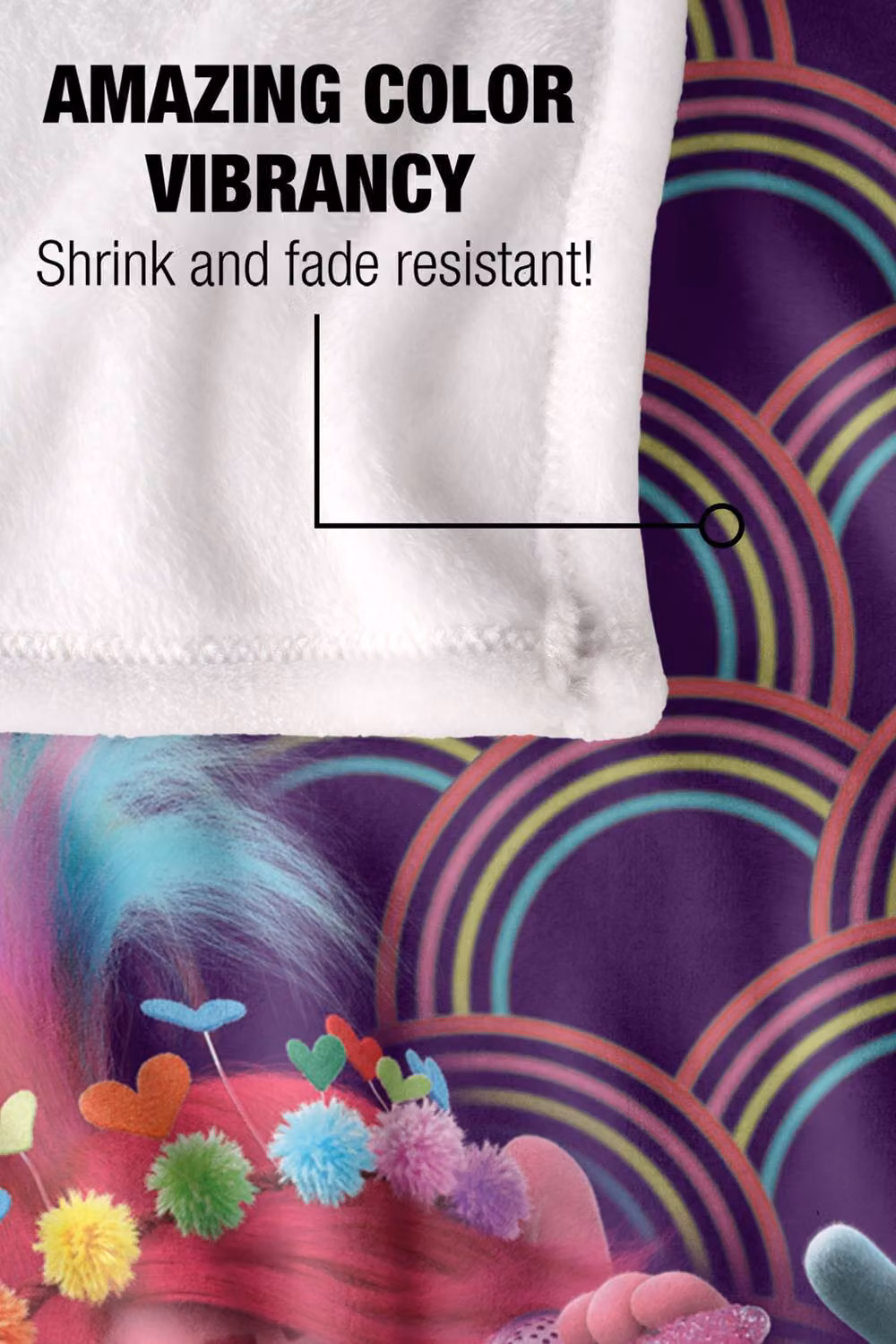 DreamWorks Trolls Fluffy Throw Blanket, Multicolour, W: 152 cm, D: 127 cm – 4