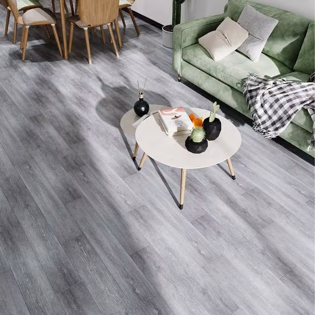 Livingandhome Set of 20 Self-adhesive Wood-look PVC Flooring Planks in Grey