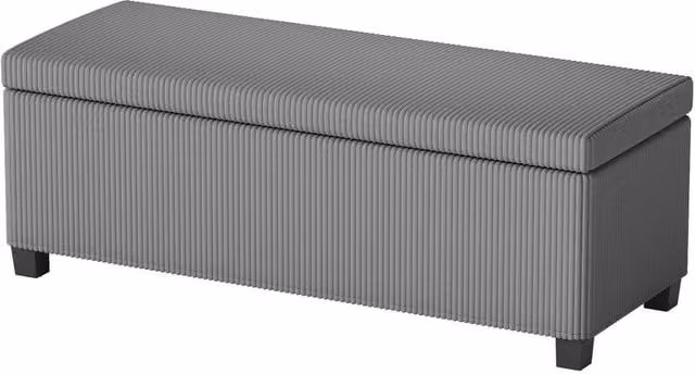 NESTLUNE Grey Upholstered Storage Ottoman Bench with Lid, W: 100 cm, D: 15 cm, H: 15 cm