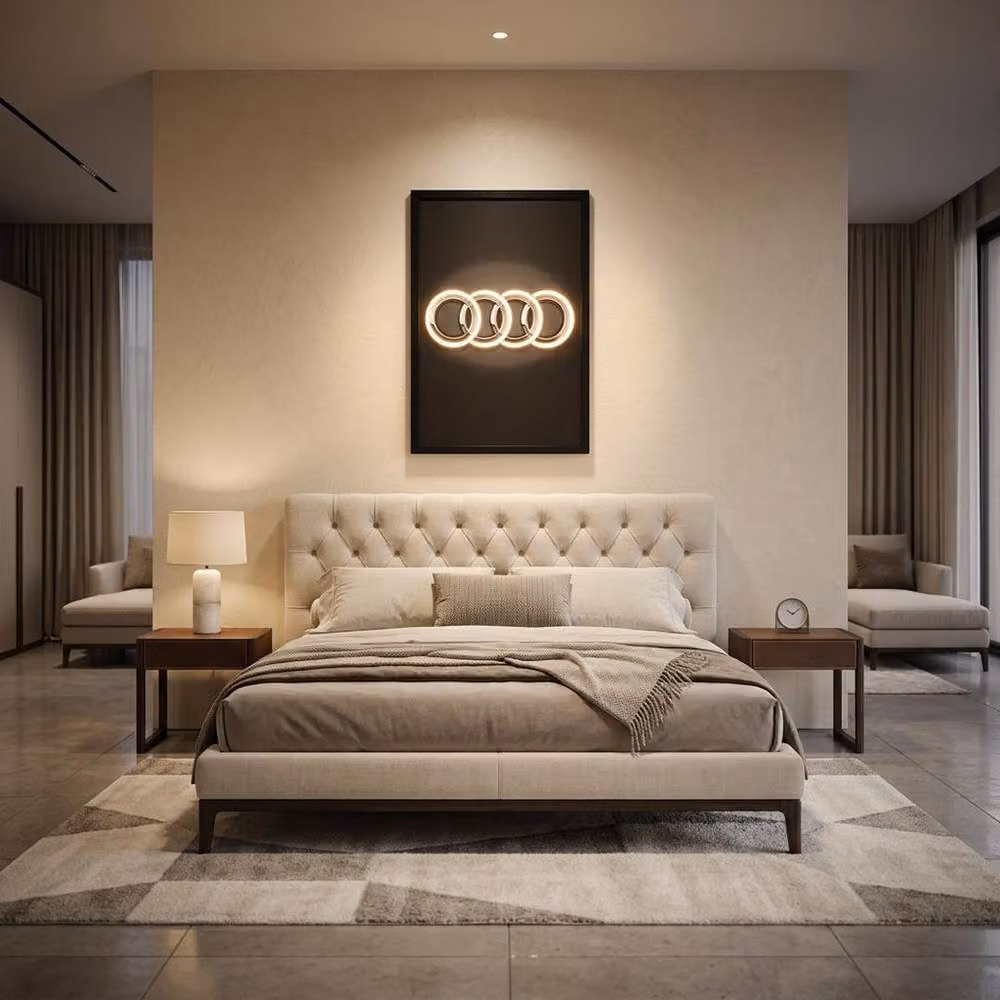 HOME LUXE INTERIOR Audi Neon LED Wall Art, Black, W: 40 cm, H: 60 cm – 4