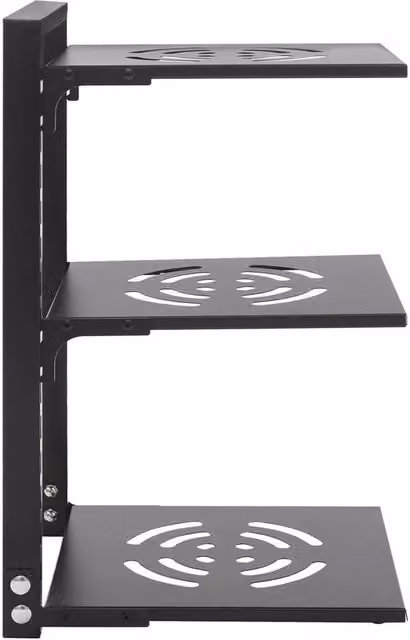 VOGREX 3-Tier Metal Kitchen Countertop Pot Storage Organizer Rack in Black