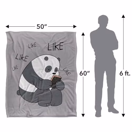 Cartoon Network We Bare Bears Like Like Like Silky Touch Super Soft Fleece Throw Blanket, White, W: 152 cm, D: 127 cm – 3