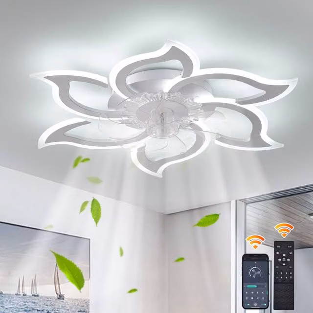 NIVOR 7 Blade Dimmable LED Reversible Ceiling Fan in White with Remote Control and App Control – 1