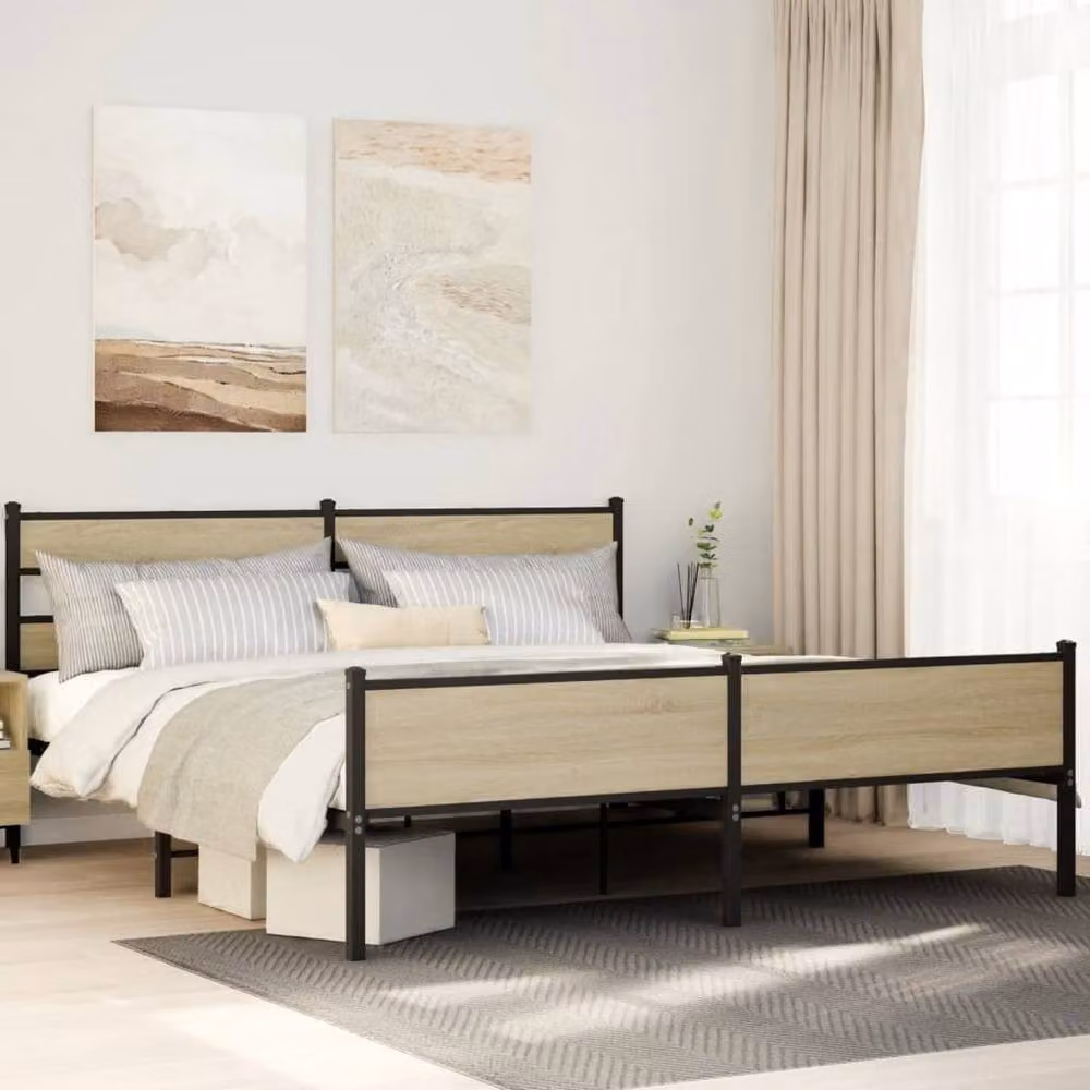 Berkfield Home Metal Bed Frame in Sonoma Oak, Super King Size, W/D/H: 180 x 200 cm – 2