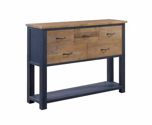 baumhaus Splash of Blue Rustic Wood Sideboard and Console Table in Blue and White, W/D/H: 98.0 x 36.0 x 36.0 cm