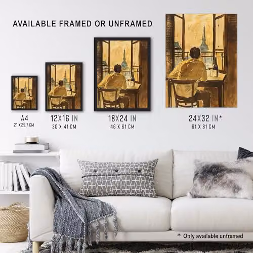 Artery8 France Portrait Wine Drink Watercolour Wall Art Poster Print, Multicolour, 46 x 61 cm – 3