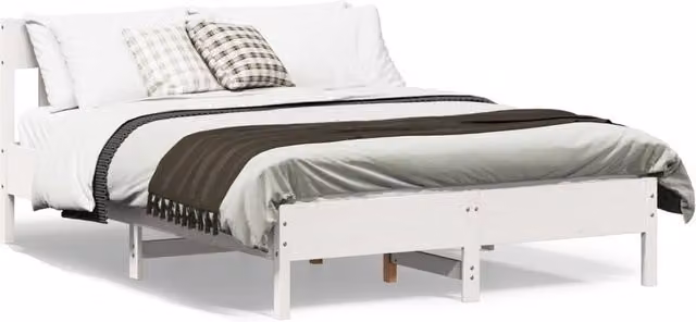 Berkfield Home Small Double Solid Wood Pine Bed Frame, White, W/D/H: 120 x 190 cm – 1