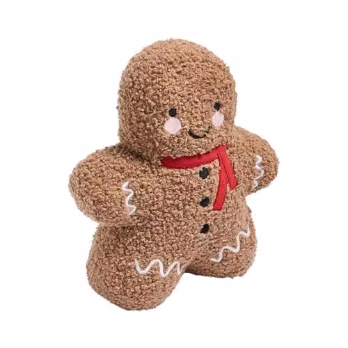 OHS Gingerbread Weighted Boucle Decorative Doorstop in Brown or Beige, W/D/H: 25 x 10 x 10 cm