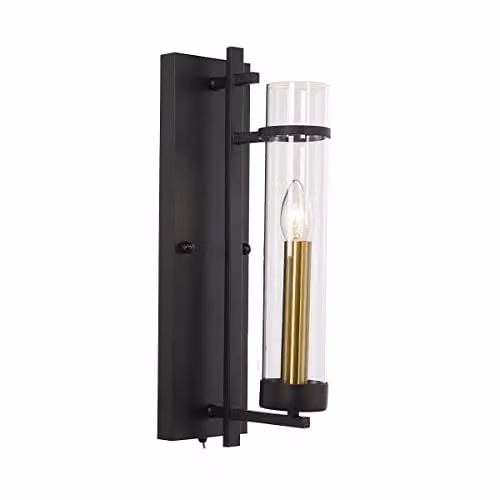 Netlighting Aspen Classic 1 Light Wall Lamp in Black with Transparent Glass and Metal