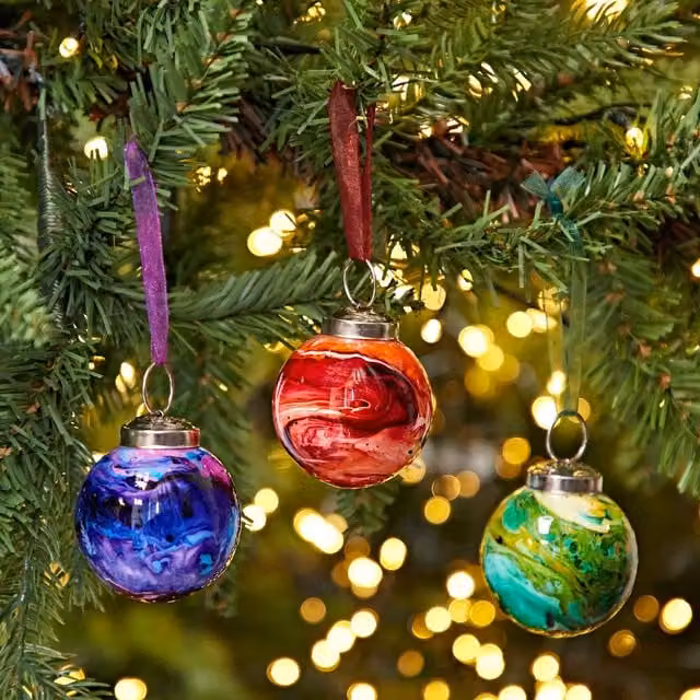 Paper High Set of 3 Multicolour Repurposed Glass Marble Baubles – 1