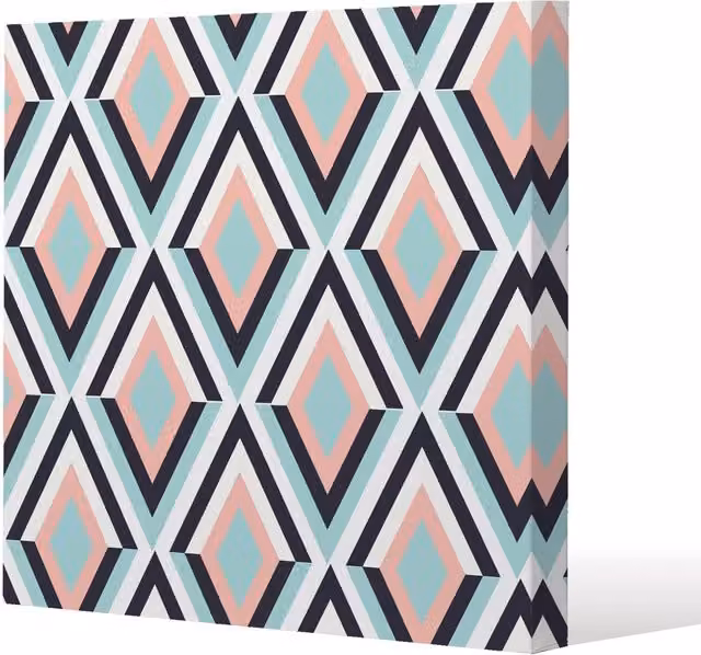 Benjamin Tate Design Geometric Abstract Canvas Print in Sand and Multicolour, W/H: 20 x 20 cm