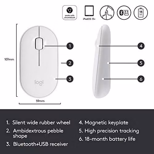 Logitech Bluetooth Wireless Mouse - White – 5