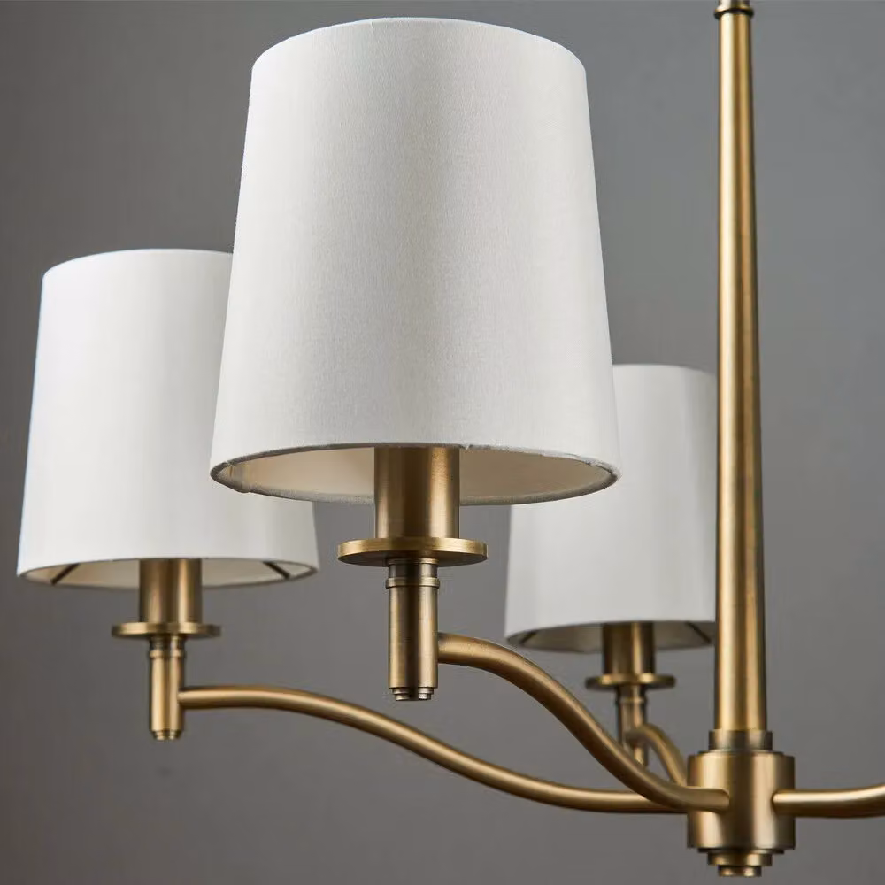 Loops Multi Light 5 Bulb Ceiling Pendant Chandelier in Antique Brass and White – 2