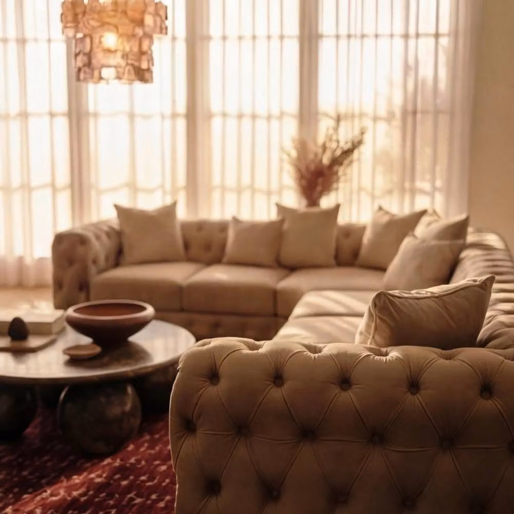 Sofaya Monaco Chesterfield 6 Seater Left Hand Corner Chaise Sofa in Brown Velvet – 2