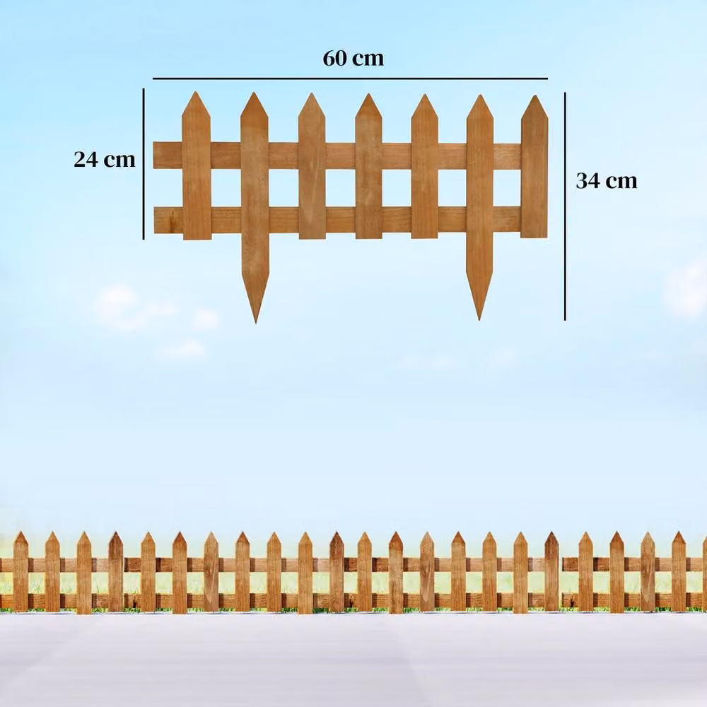 Kelvenix Brown Wooden Border Fences, Pack of 12, 0.6m2 – 2
