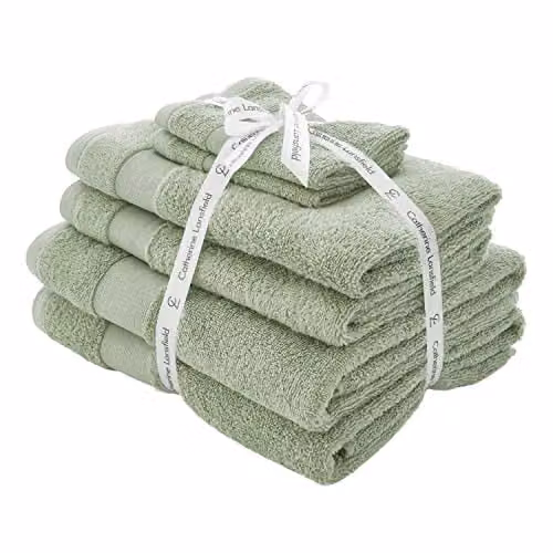 Catherine Lansfield Anti-Bacterial Cotton 6 Piece Towel Bale in Green – 1