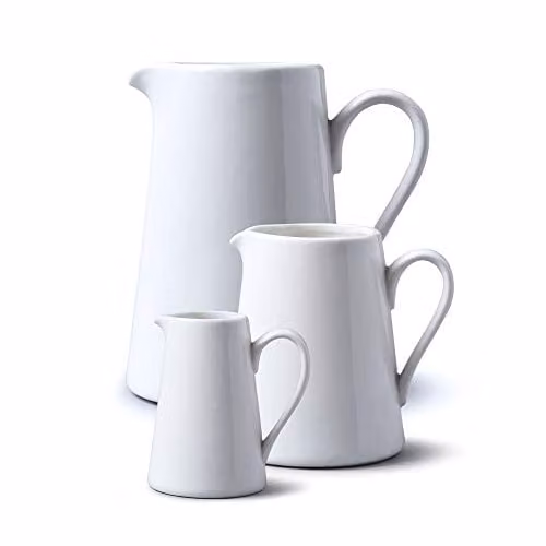 WM Bartleet & Sons 1750 Ceramic Straight Sided Jug Set of 3, White – 1