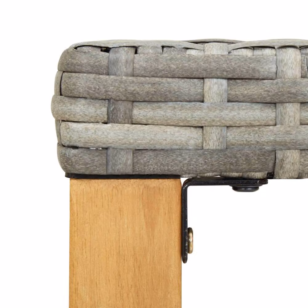 Berkfield Home Grey Poly Rattan and Solid Acacia Wood Garden Bench, Width: 120 cm – 3