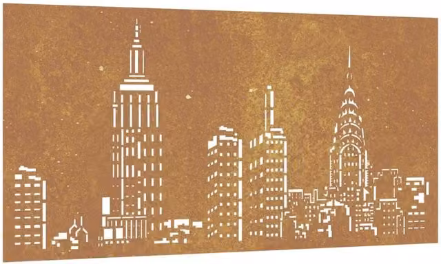 Berkfield Home Garden Brown Corten Steel Skyline City Wall Decoration, W: 105 cm, H: 55 cm
