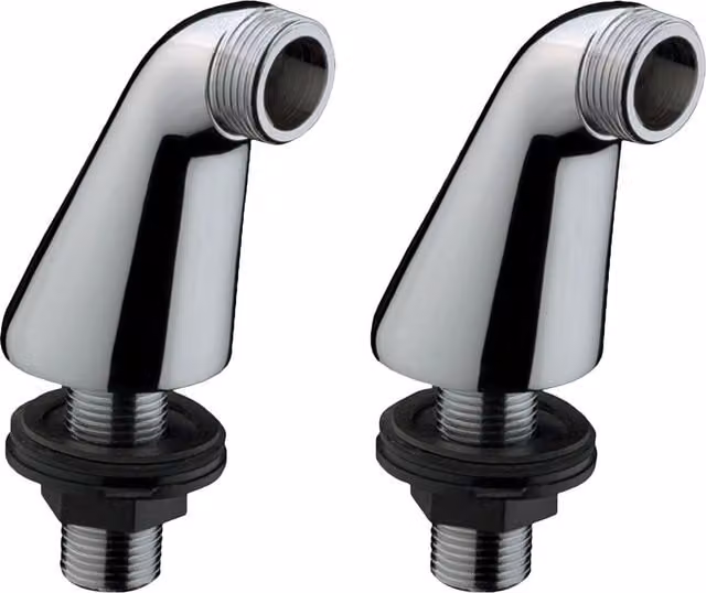Nes Home Pair of Chrome Deck Mounted Bath Filler Shower Mixer Tap Extension Legs in Silver – 1