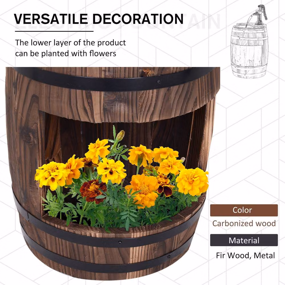 Outsunny Wooden Round Tabletop Water Fountain in Brown – 5