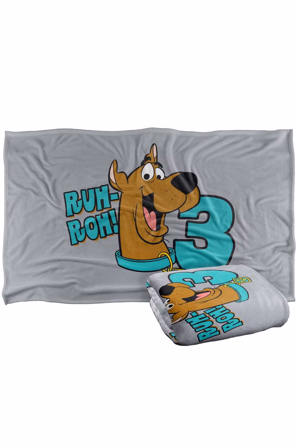 Warner Bros. Scooby-Doo Ruhroh I'M 3 Silky Touch Super Soft Fluffy Throw Blanket, Extra Large, Grey and Multicolour – 2